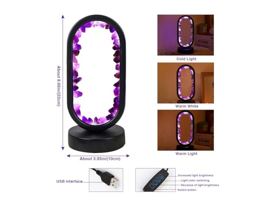 USB Port Crystal Bedside Lamp For Bedroom Office Bedside Natural