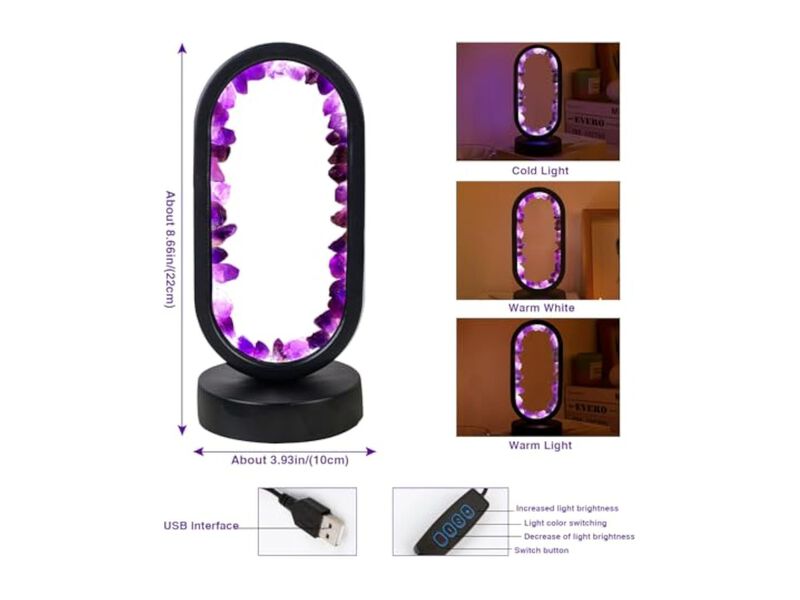 USB Port Crystal Bedside Lamp For Bedroom Office Bedside Natural image number 1
