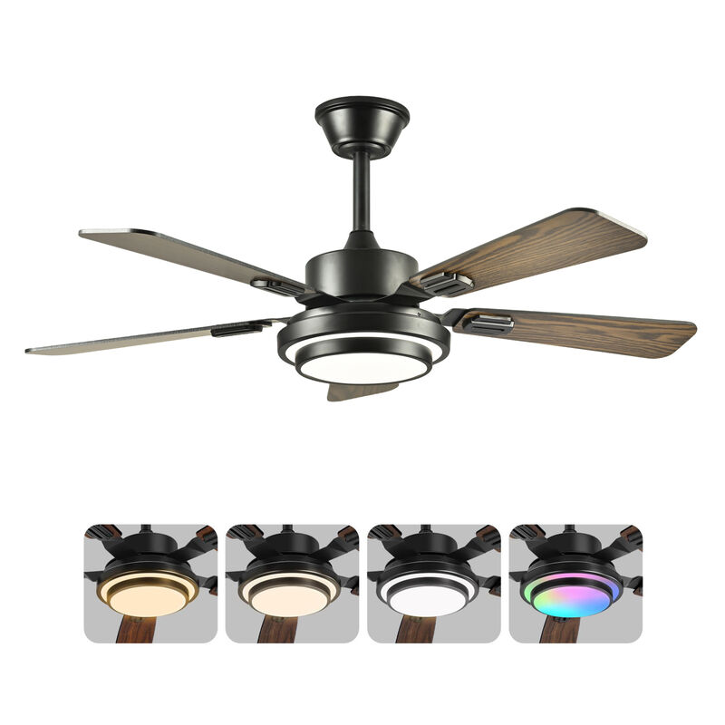 ELEMENT ACE 42 Inch Plywood Blade Ceiling Fan with Dimmable LED Light, Quiet DC Motor 6 Adjustable Speed Levels, Reversible Function for Living Room Bedroom Office Patio Indoor Use image number 3