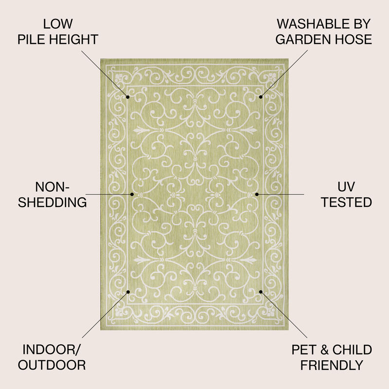 Charleston Vintage Filigree Textured Weave Indoor/Outdoor Area Rug