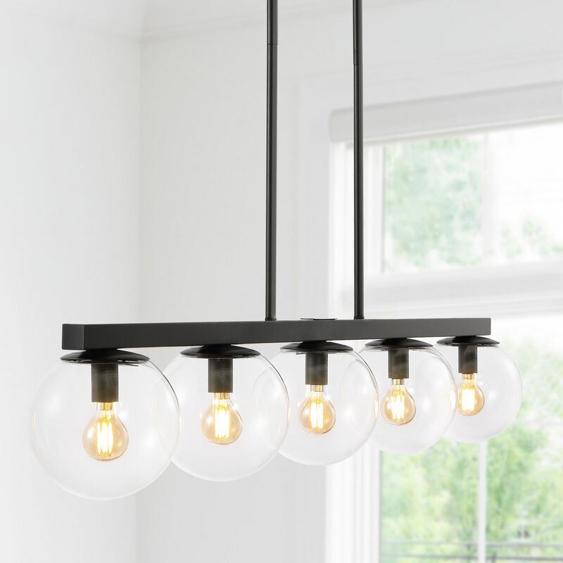Luca Parisian Modern Glam Iron Globe Linear LED Pendant