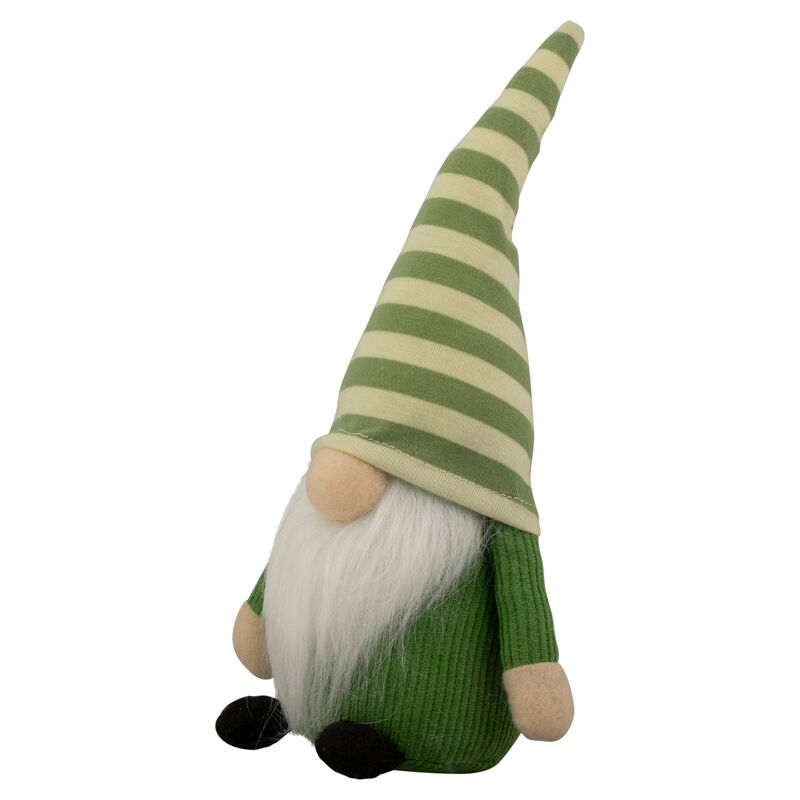 9.25" Green Striped Hat Boy Springtime Gnome
