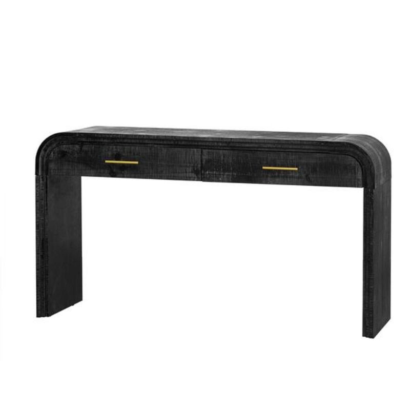 Unique Retro Console Table with Open Design and 2 Drawers Stylish Accent for Entryway, Dining, or Living Room