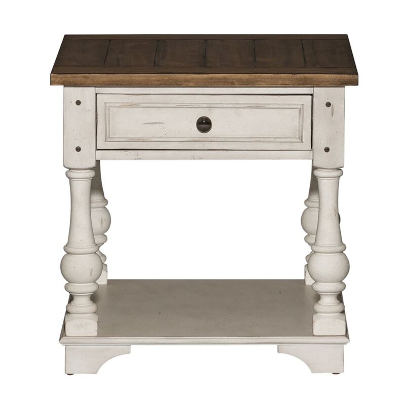 Liberty Furniture 3 PcLiving Room Set - Wood Cocktail Table, 2 End Tables - Antique White Tobacco image number 3