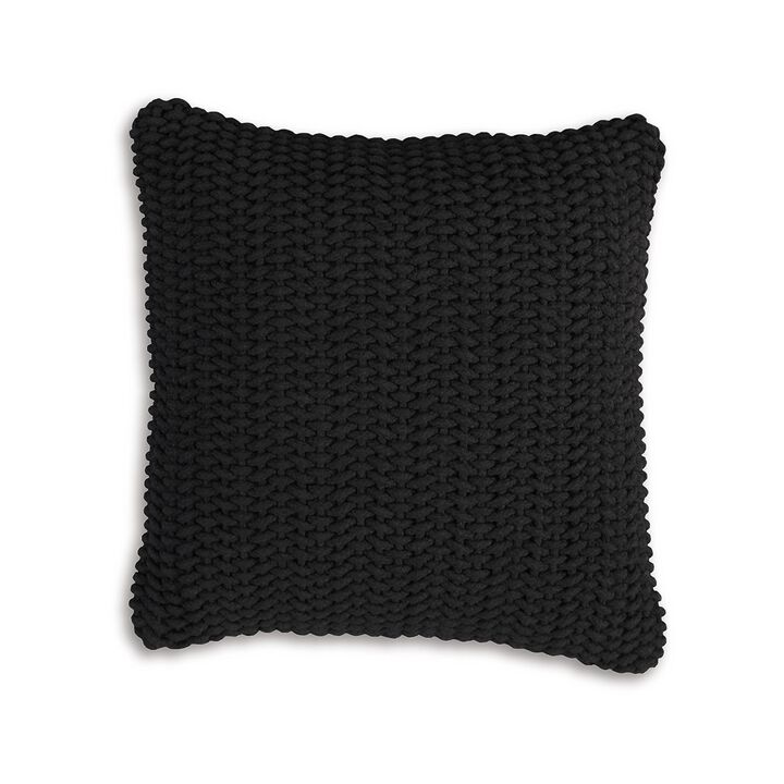 Accent Throw Pillow Set of 4, 20 Inch Square, Handwoven Black Cotton - Benzara