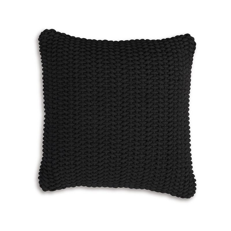 Accent Throw Pillow Set of 4, 20 Inch Square, Handwoven Black Cotton - Benzara
