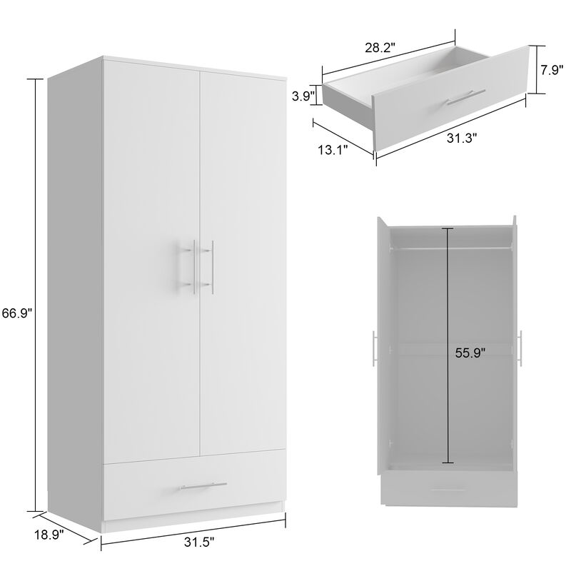 31.5"W x 66.9"H Wardrobe Armoire For Bedroom Saving Saving