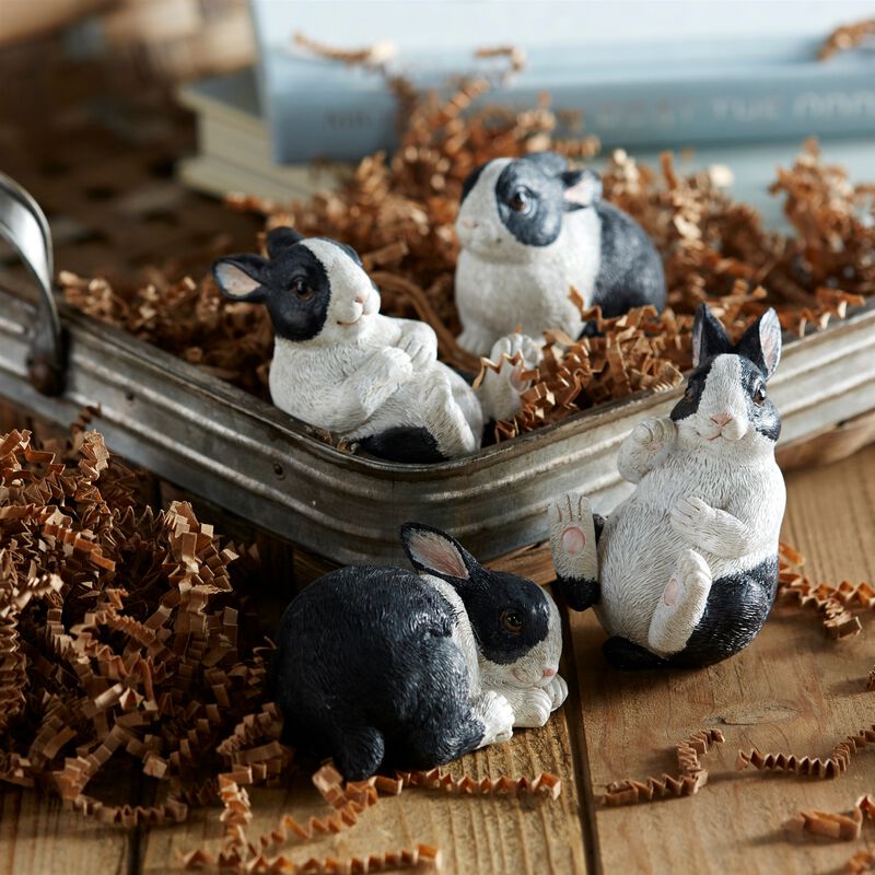 Decorative Resin Rabbits Set of 16 for Holiday and Seasonal Display