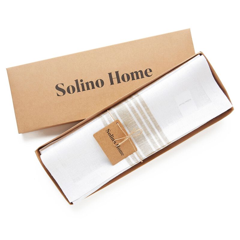 Solino Home Farmhouse 100% Linen Placemats &ndash; Set of 4, 14 x 19 in, Machine Washable, Holiday and Everyday Dining