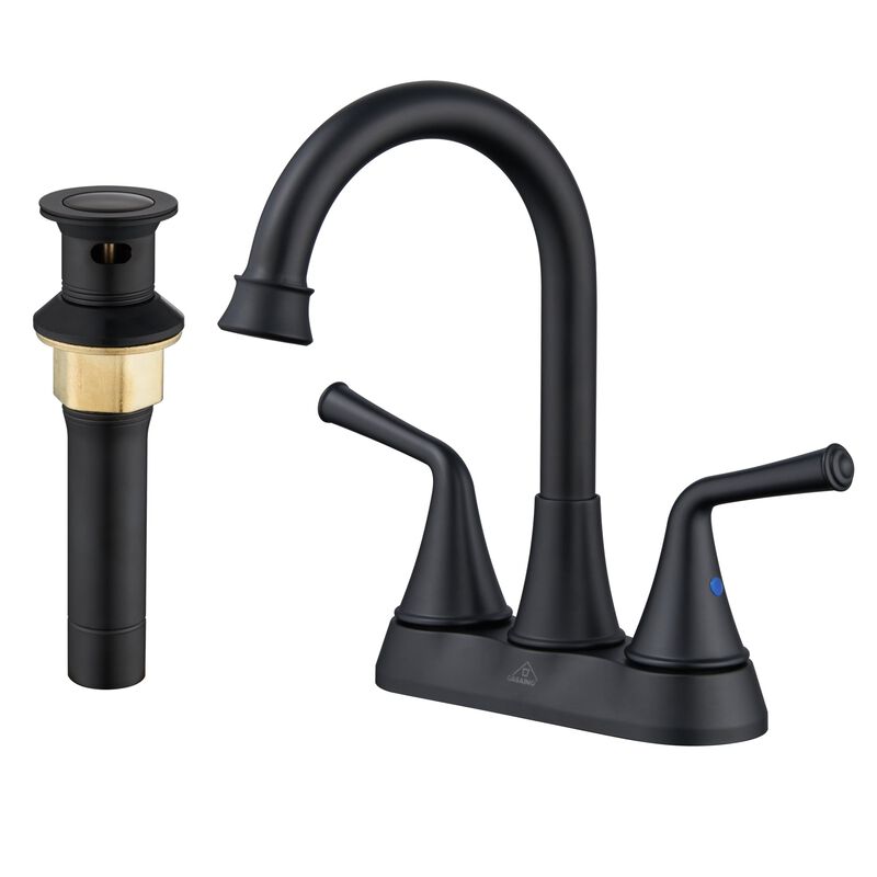Mondawe Modern 4 Inch 2-Handle Centerset Bathroom Sink Faucet with 360-Degree Swivel Spout