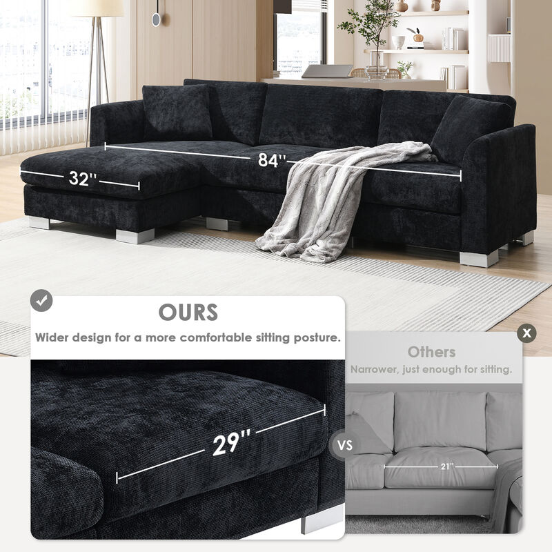 Merax Modern Cloud L-shaped Sectional Sofa with Pillows