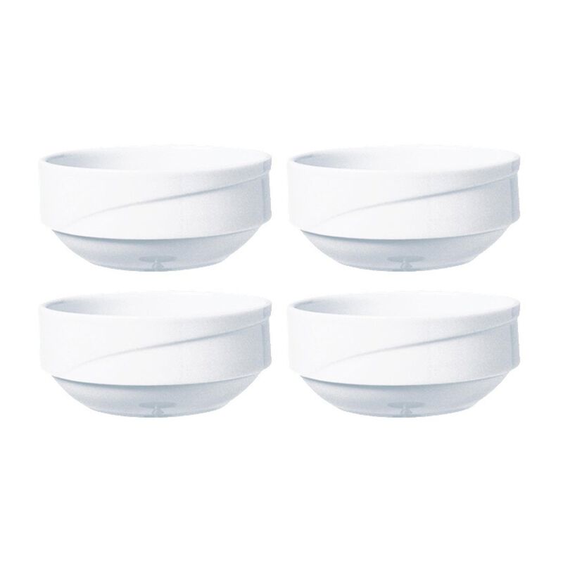 Porcelain X-tanbul dia.4" h:1.75" 8 oz. Round White Porcelain Bowl (Set of 4)