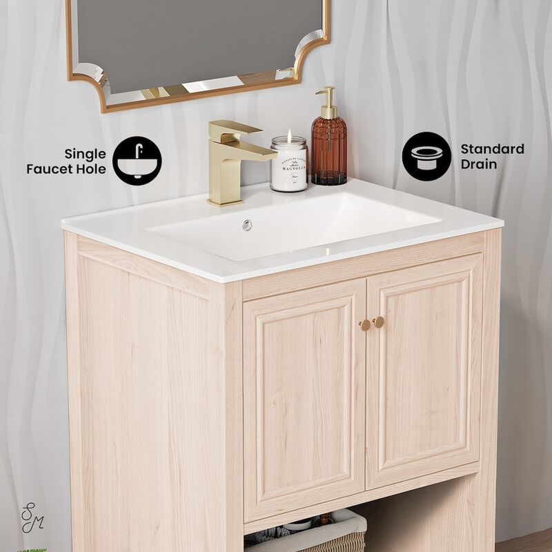 Chateau 24" Freestanding Bathroom Vanity in White Oak with Sink Top image number 3