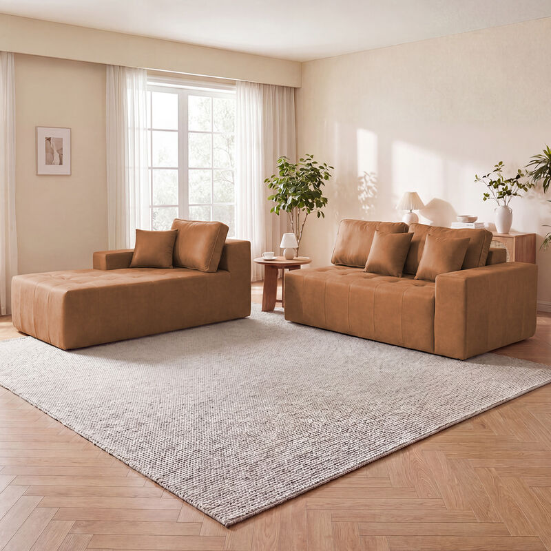 Lubcle Faux Leather Compression Sofa image number 3