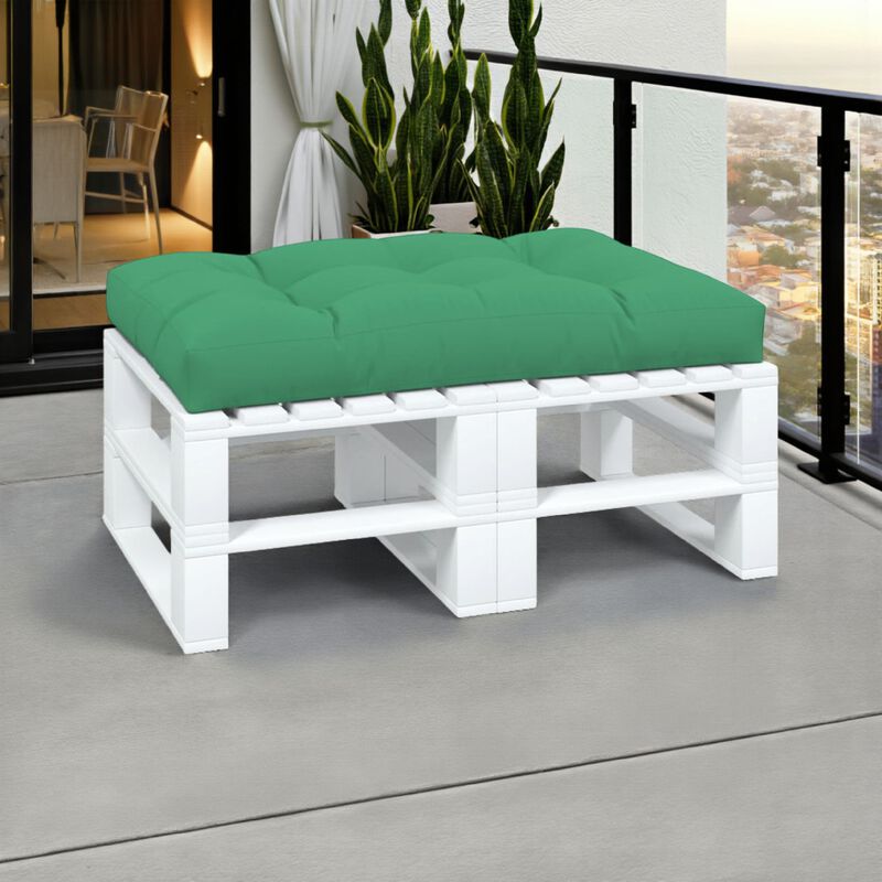 Moni Outdoor Cushion for Bench, Tufted Design, Green Fabric, 47 Inch - Benzara