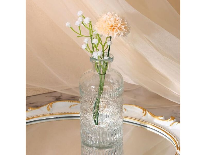 Set of 5 Clear Glass Bud Vases &ndash; Small Vintage Flower Centerpieces image number 1