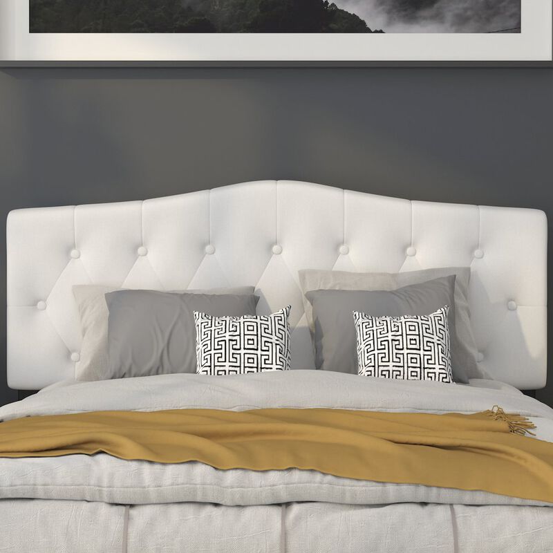 Flash Furniture Tufted Upholstered Queen Size Headboard in White Fabric image number 8