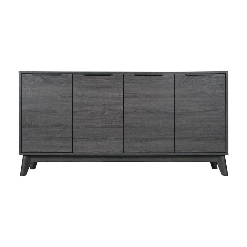 Flash Furniture Mid-Century Modern Buffet Sideboard/TV Stand with 4 Soft Close Doors, Black Wash image number 4