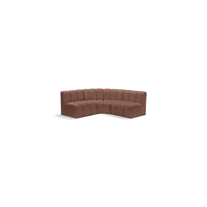 Meridian Furniture Arc Cognac Vegan Leather Modular Sofa