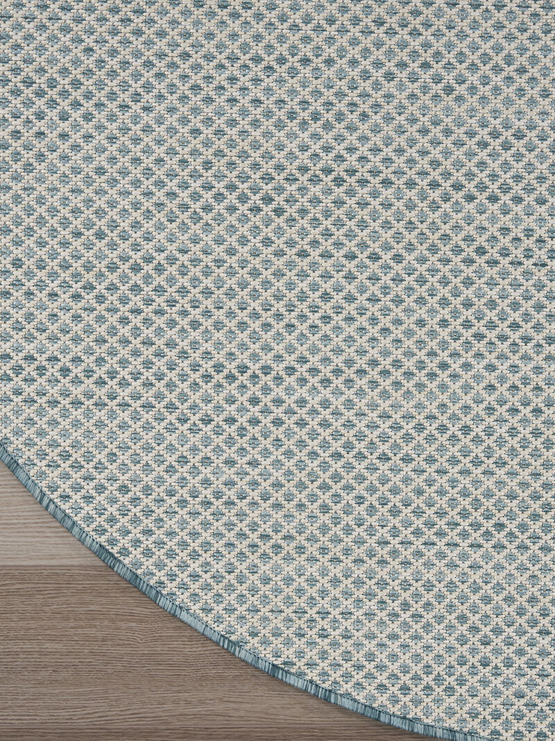 Courtyard COU01 Ivory/Aqua 5' x 8' Oval Rug