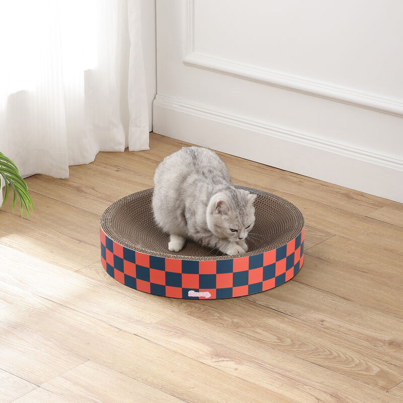 Nelson Modern Cardboard Round Bowl Cat Scratcher with Catnip