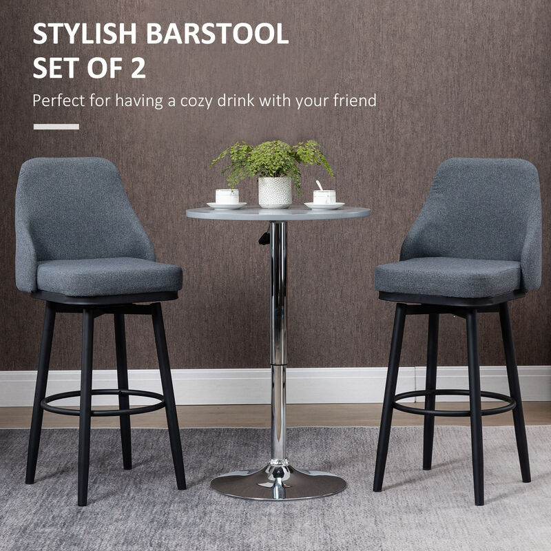 Hivvago Modern Bar Stools Set of 2 with Steel Legs image number 3