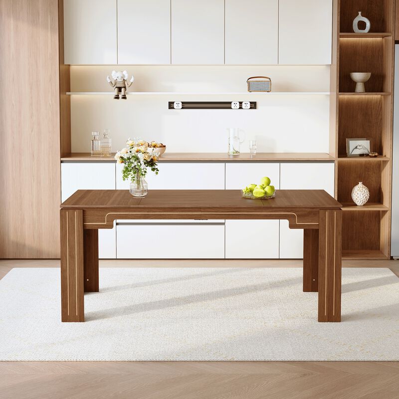 Whisen Dining Table with Groove Legs, MDF Space-Saving for Kitchen Living Room image number 3