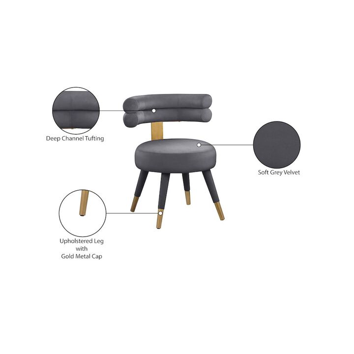 Meridian Furniture Fitzroy Grey Velvet Dining Chair, Set of 2