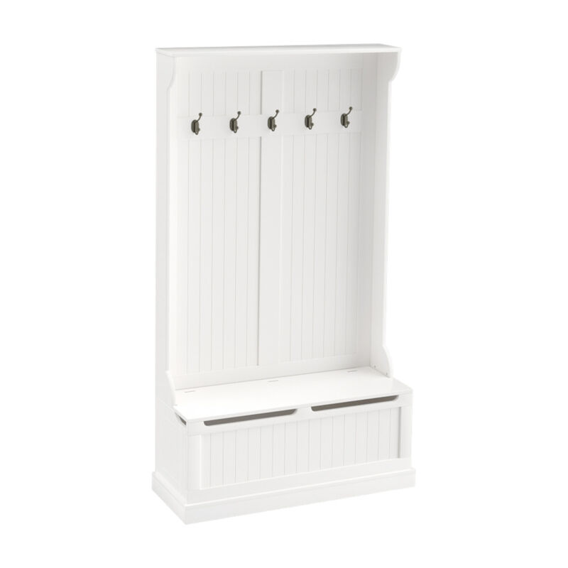 Hall Tree with Coat Hooks, Bench, and Storage for Entryway, Mudroom, or Foyer