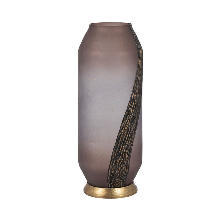 Glass 15" Metallic Detail Vase