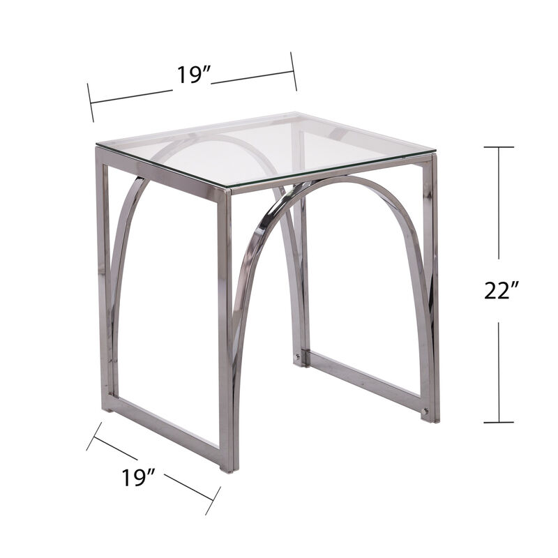 Hivvago 22 Inch  Chrome Glass And Iron Square End Table