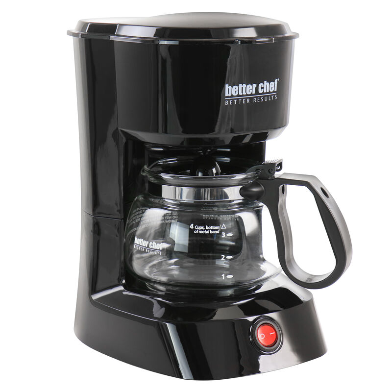 Better Chef 4 Cup Compact Coffee Maker in Black with Removable Filter Basket