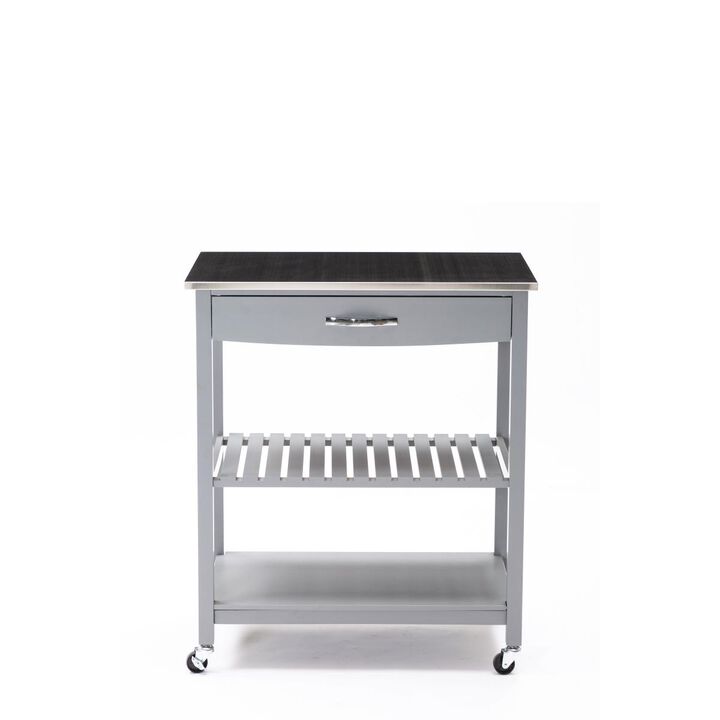 Boraam Holland Kitchen Cart with Stainless Steel Top