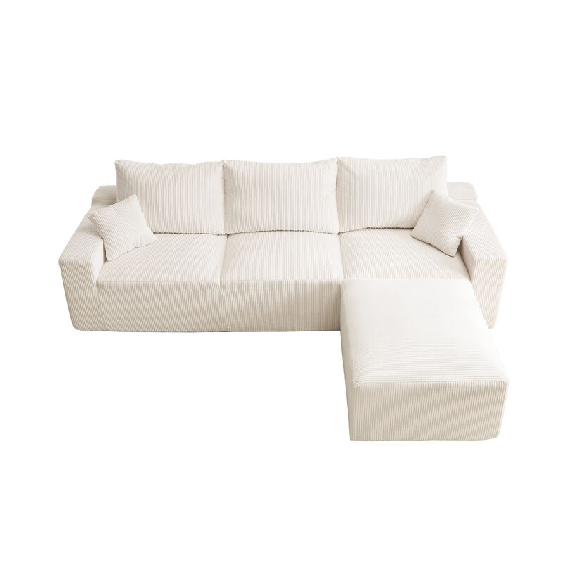 Merax 110" L-Shaped Corduroy Sectional Sofa