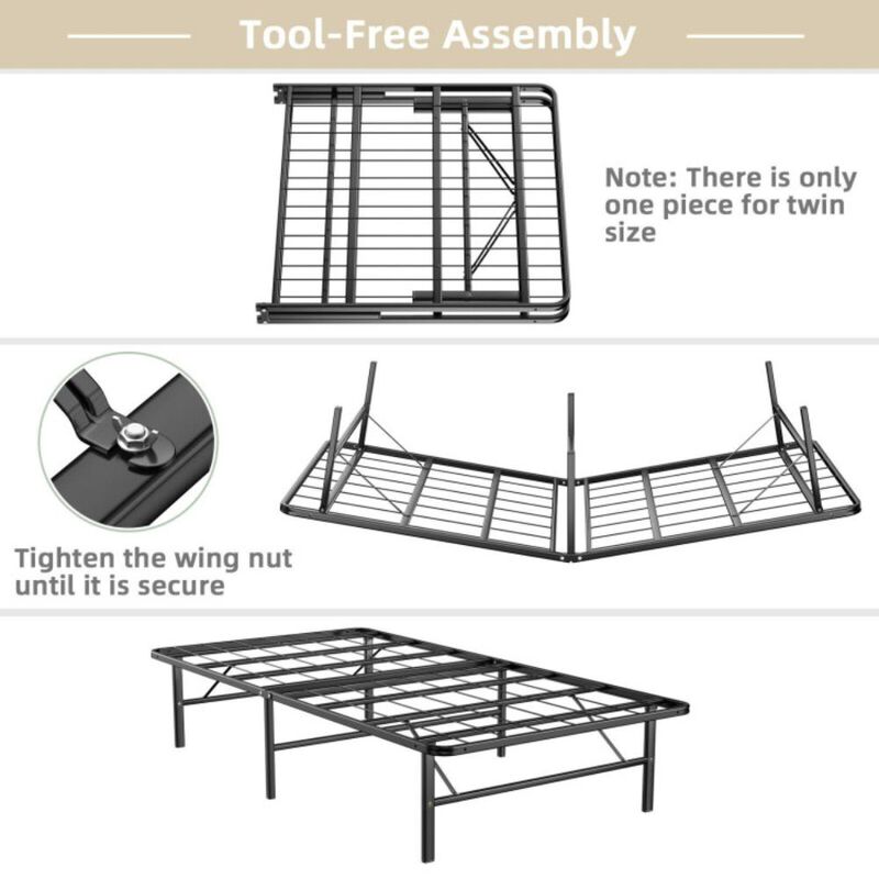 Hivvago Foldable Metal Platform Bed with Tool-Free Assembly