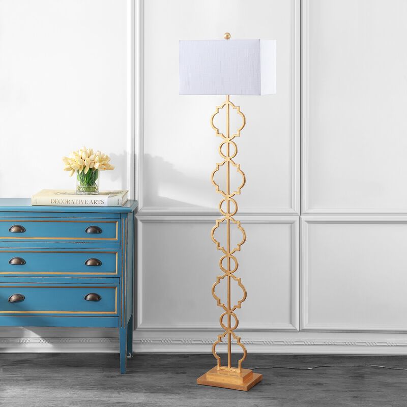 Selina Iron Ogee Trellis Modern LED Floor Lamp