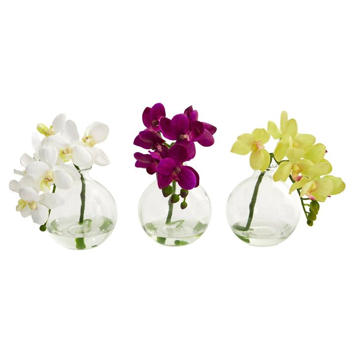 Nearly Natural 10-in Phalaenopsis Pot (Set of 3)