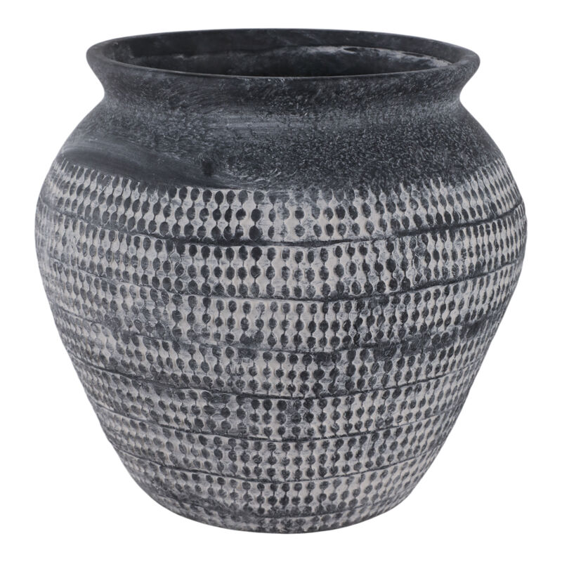 10x9" Textured Stoneware Vase, Black image number 0