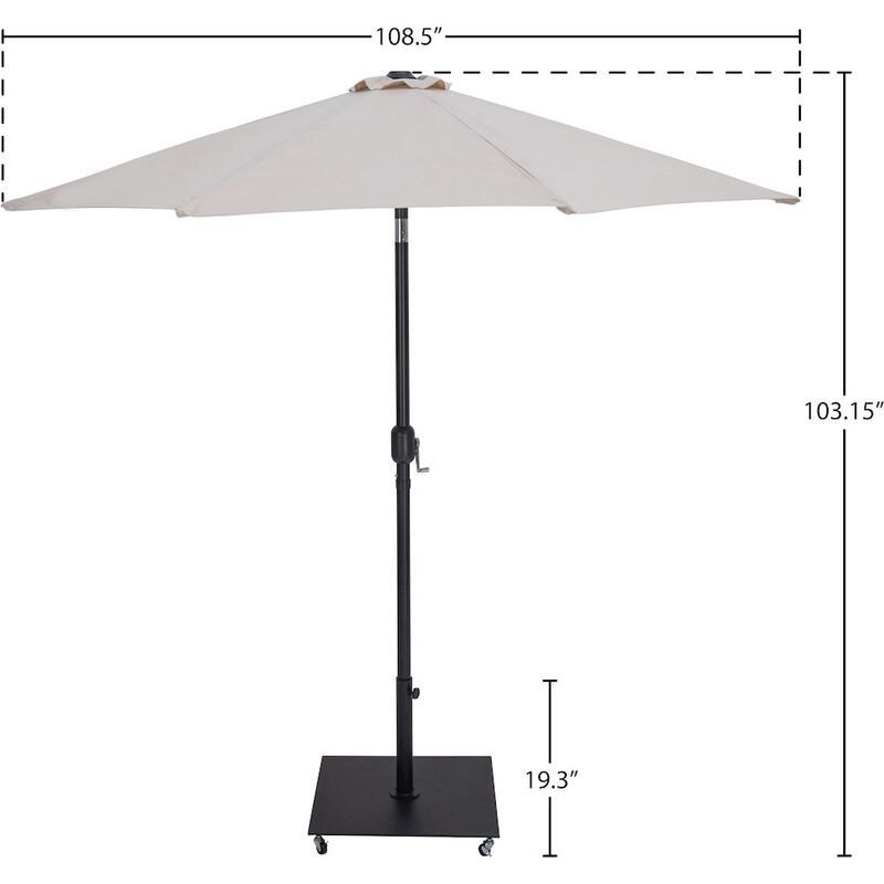 Meridian Furniture Fiji Beige Fabric / Matte Black Aluminum Patio Umbrella with Base Sets