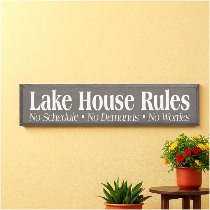Lake House Rules Wooden Sign Rustic Cabin Cottage Wall Decor with Relaxing Quote