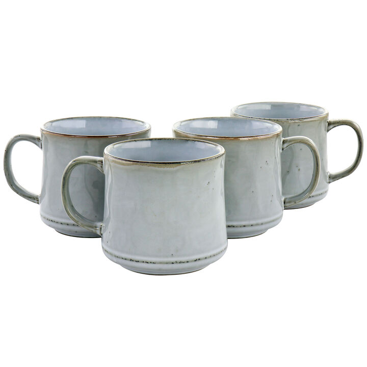 Gibson Home Picadelle 4 Piece 21oz Stoneware Mug Set in Light Grey