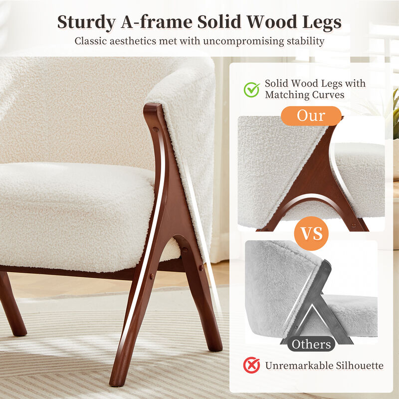 Merax Solid Wood A-Frame Armchair with Wrap-Around Backrest & Thick Cushion image number 3