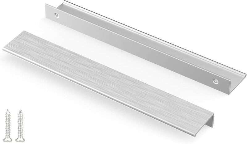 Peaha 10 Pack Kitchen Cabinet Handles 7-1/2 inch Brushed Nickel Pulls for Dresser Drawers Door Edge Finger Pull Hardware