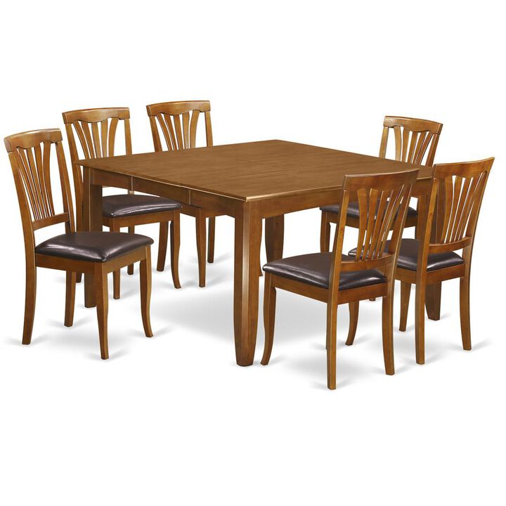 7 Pc Dining room set-Square Dining Table with Leaf and 6 Dining Chairs
