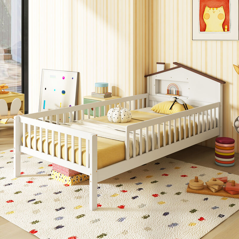 House Frame Montessori Bed with Headboard Storage for Toddlers