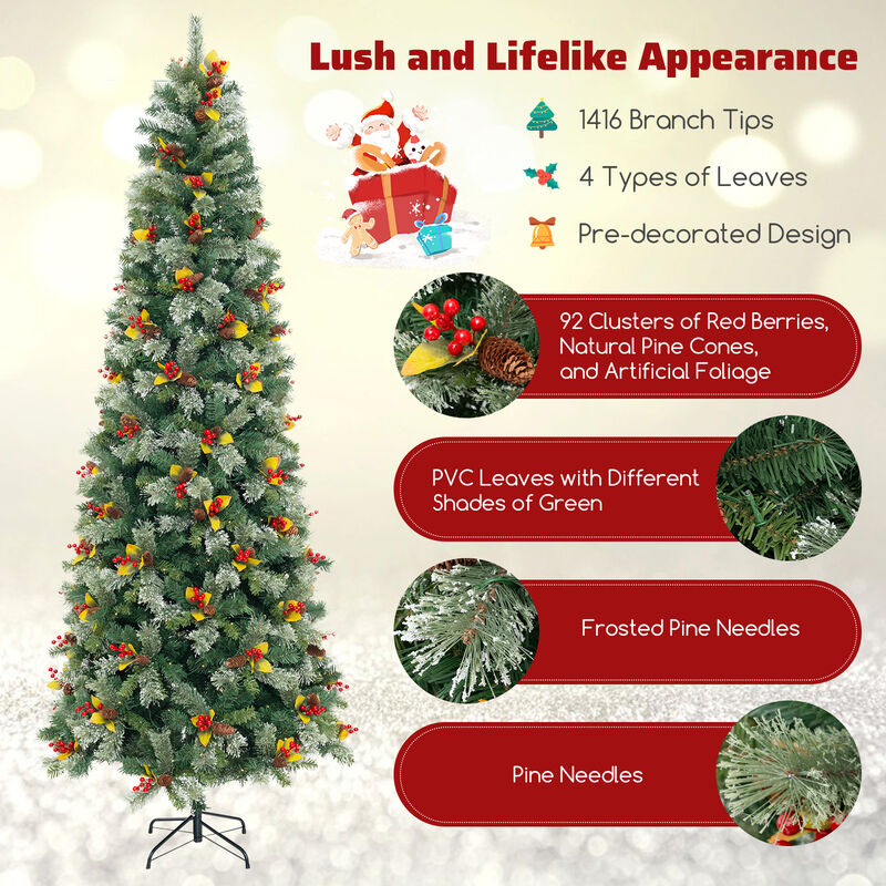 Pre-Lit Artificial Christmas Tree with PVC and Pine Needles