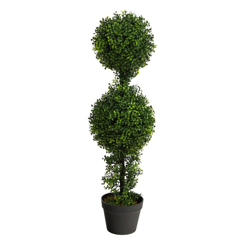 HomPlanti 34 Inches Boxwood Double Ball Topiary Artificial Tree (Indoor/Outdoor)