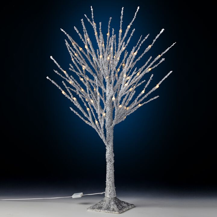 2' Pre-Lit Silver Artificial Christmas Tree  Warm White LED Lights