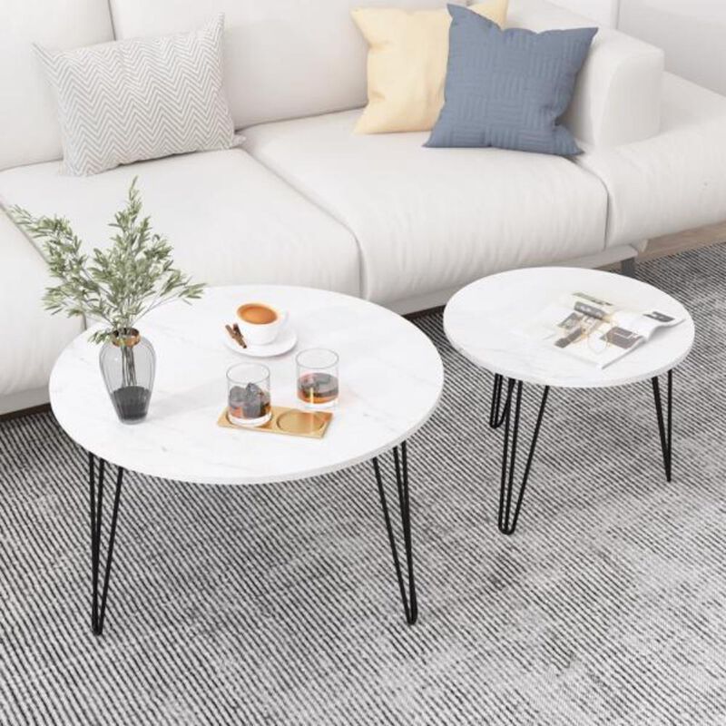 Round Nesting Coffee Table Set of 2 Versatile & Space-Saving Living Room Furniture