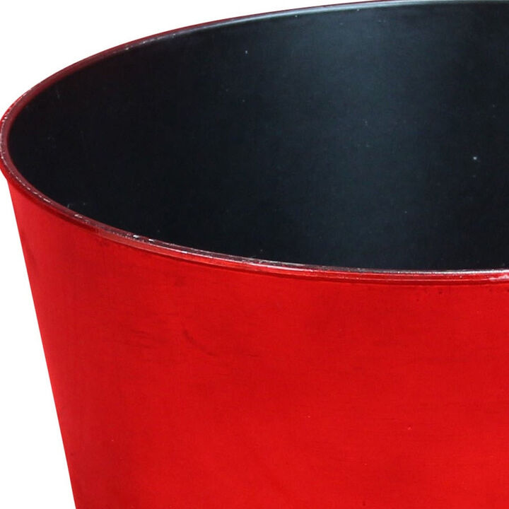HomeRoots 12" Red Recycled Plastic Indoor Outdoor Round Pot Planter